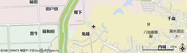 福島県いわき市四倉町上仁井田（鬼越）周辺の地図