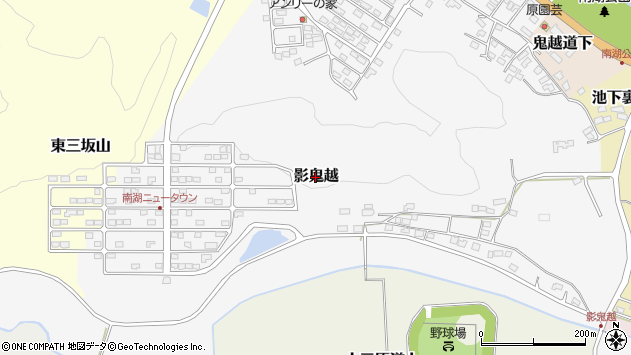 〒961-0886 福島県白河市影鬼越の地図