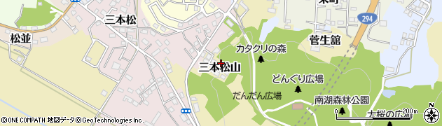 福島県白河市三本松山周辺の地図