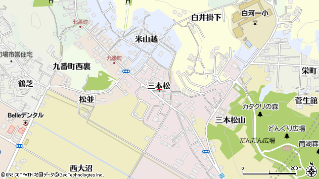 〒961-0872 福島県白河市三本松の地図