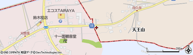 福島県中島村（西白河郡）吉岡（天王山）周辺の地図