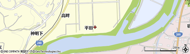 福島県いわき市小川町西小川平田周辺の地図