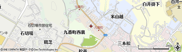 福島県白河市九番町周辺の地図
