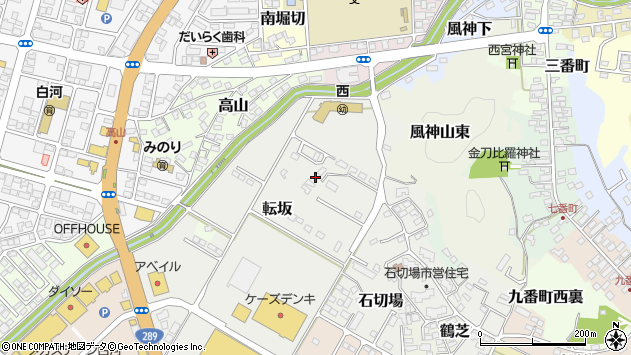〒961-0852 福島県白河市転坂の地図