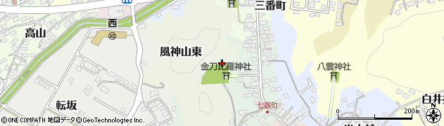 福島県白河市風神山周辺の地図