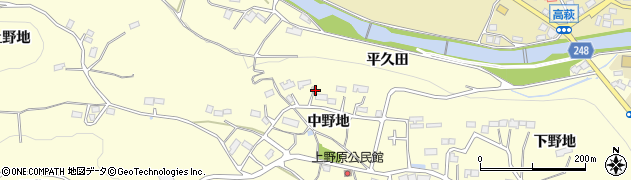 福島県いわき市小川町西小川（中野地）周辺の地図