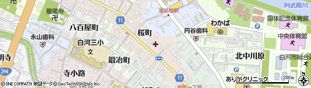 福島県白河市桜町周辺の地図
