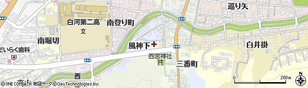福島県白河市風神山東周辺の地図