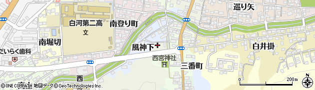 福島県白河市風神山東周辺の地図