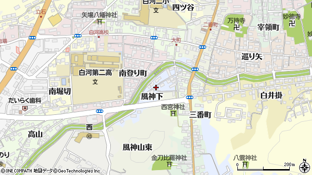 〒961-0861 福島県白河市風神下の地図
