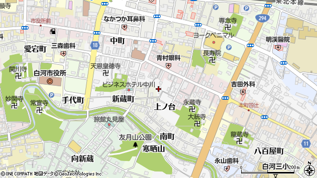 〒961-0937 福島県白河市上ノ台の地図