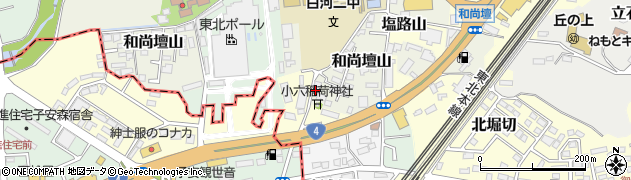 福島県白河市和尚壇山周辺の地図