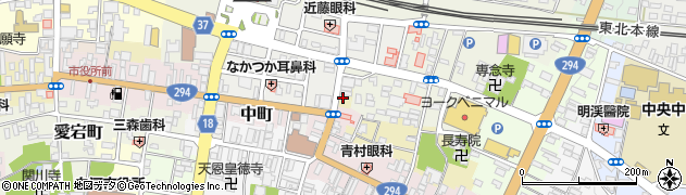 福島県白河市中町北裏周辺の地図