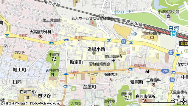 〒961-0957 福島県白河市道場小路の地図