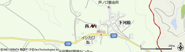福島県白河市本沼（西ノ内）周辺の地図