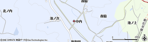 福島県白河市大和田（中内）周辺の地図
