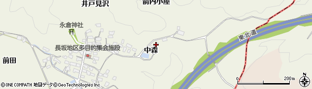 福島県西郷村（西白河郡）長坂（中森）周辺の地図