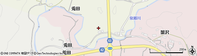 福島県玉川村（石川郡）北須釜（兎田）周辺の地図