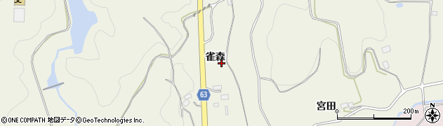 福島県玉川村（石川郡）北須釜（雀森）周辺の地図