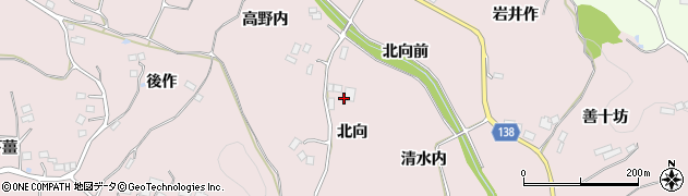 福島県須賀川市狸森北向周辺の地図