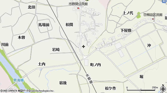〒962-0726 福島県須賀川市市野関の地図