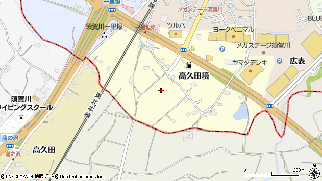 〒962-0837 福島県須賀川市高久田境の地図