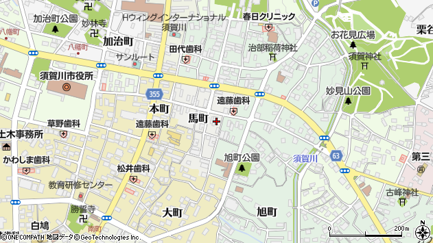 〒962-0833 福島県須賀川市馬町の地図