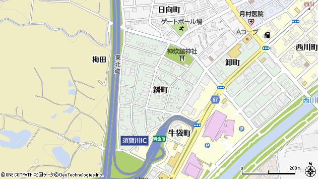 〒962-0055 福島県須賀川市新町の地図
