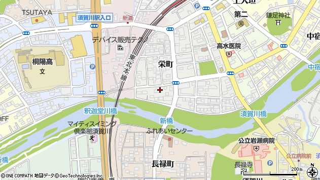 〒962-0858 福島県須賀川市栄町の地図