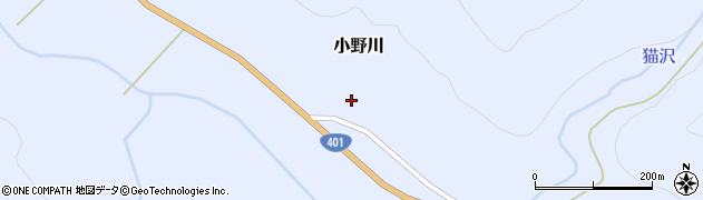福島県昭和村（大沼郡）小野川（後沢）周辺の地図