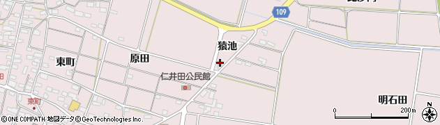 福島県須賀川市仁井田猿池周辺の地図