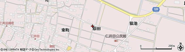 福島県須賀川市仁井田原田周辺の地図