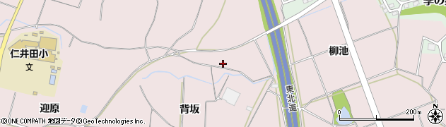 福島県須賀川市仁井田背坂周辺の地図