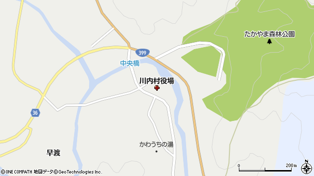 〒979-1200 福島県双葉郡川内村（以下に掲載がない場合）の地図