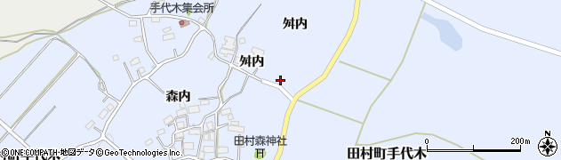 福島県郡山市田村町手代木（舛内）周辺の地図