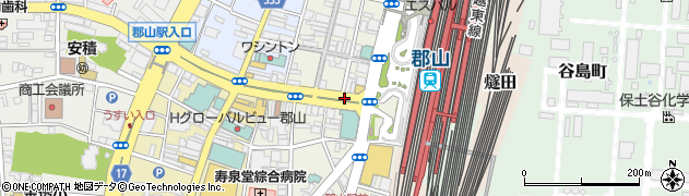 福島県郡山市駅前周辺の地図