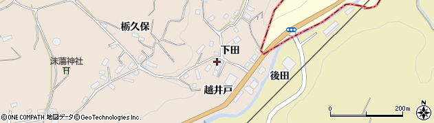 福島県田村郡三春町山田越井戸周辺の地図