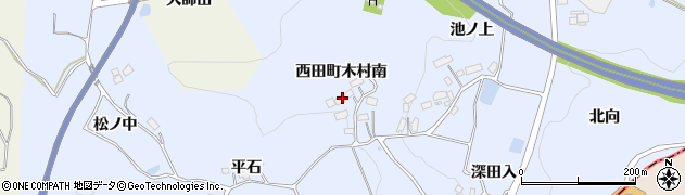 福島県郡山市西田町木村（南）周辺の地図