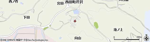 福島県郡山市西田町芹沢（向山）周辺の地図