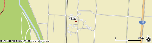 福島県会津若松市門田町大字面川（花坂）周辺の地図