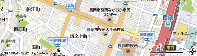 長岡市子育ての駅　ちびっこ広場・まちなか保育園・まちなか絵本館周辺の地図