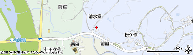 福島県郡山市西田町木村清水堂周辺の地図
