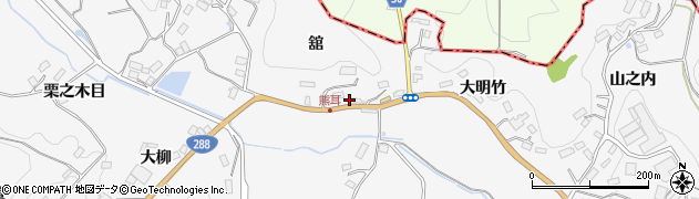 福島県田村郡三春町熊耳舘周辺の地図