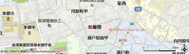 福島県会津美里町（大沼郡）松原際周辺の地図