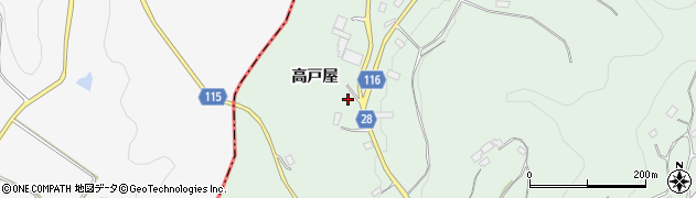 福島県三春町（田村郡）平沢（高戸屋）周辺の地図