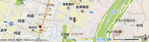 福島県会津美里町（大沼郡）宮北周辺の地図