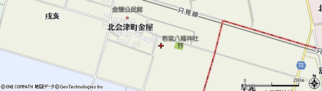 福島県会津若松市北会津町金屋（若宮西）周辺の地図
