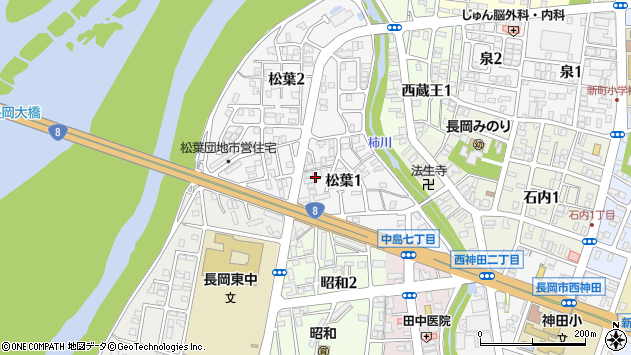 〒940-0091 新潟県長岡市松葉の地図