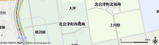 福島県会津若松市北会津町西後庵（大坪）周辺の地図