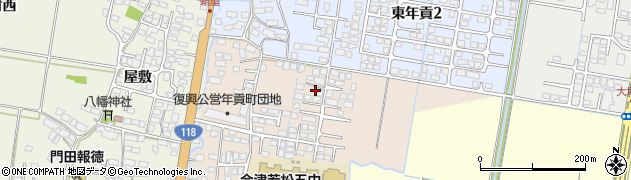 福島県会津若松市門田町大字年貢町周辺の地図